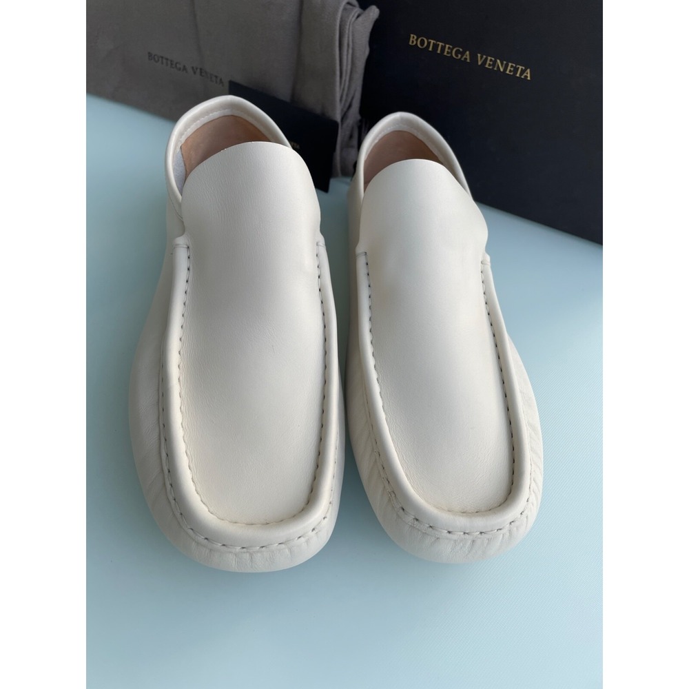 Bottega Veneta 620313 Mens Chester Calf Trench White Leather Loafer Shoe size 39 - Picture 2 of 10